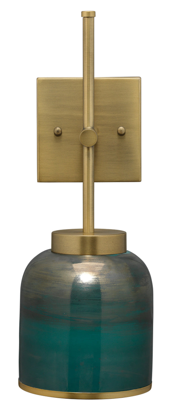 Vapor Single Sconce-Antique Brass-Aqua Metallic Glass