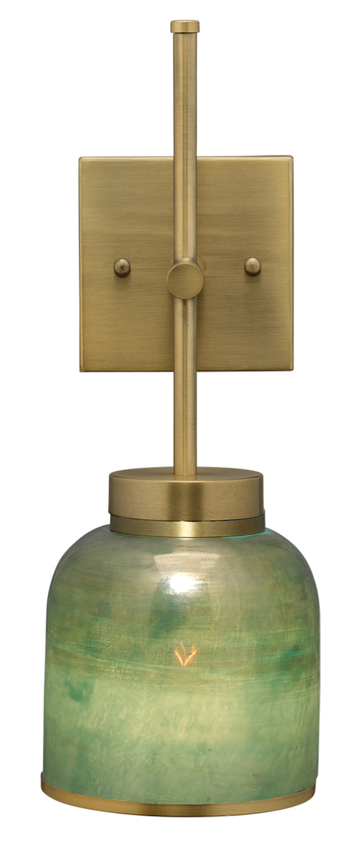 Vapor Single Sconce-Antique Brass-Aqua Metallic Glass