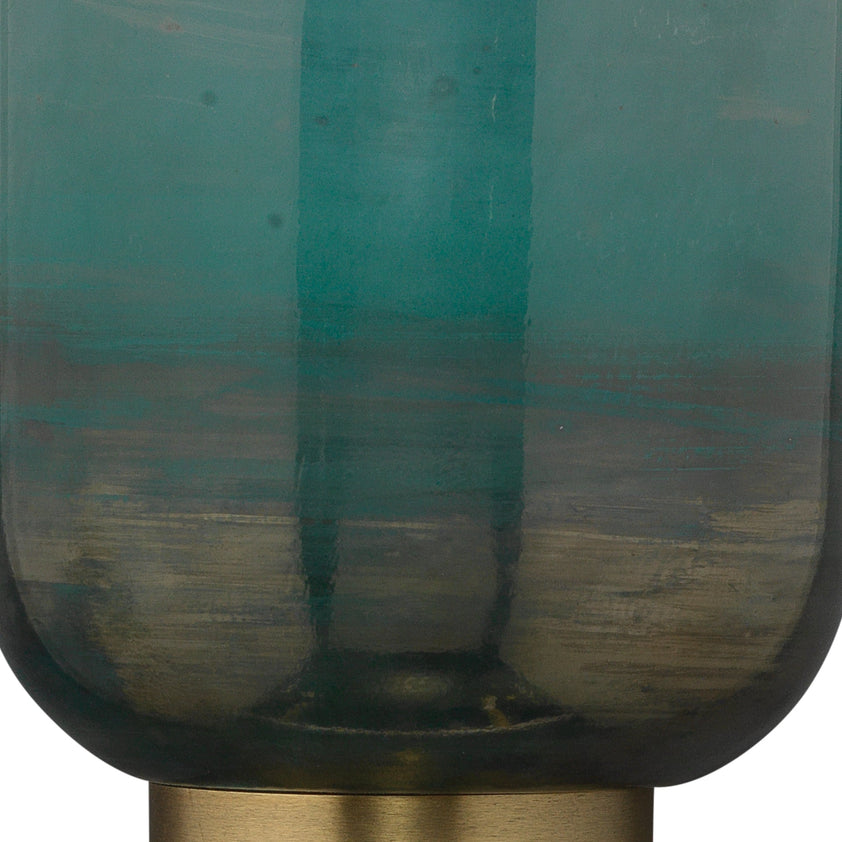 Vapor Single Sconce-Antique Brass-Aqua Metallic Glass