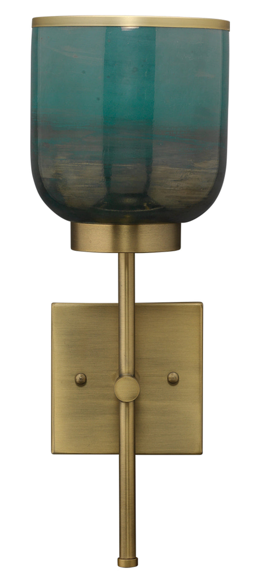 Vapor Single Sconce-Antique Brass-Aqua Metallic Glass