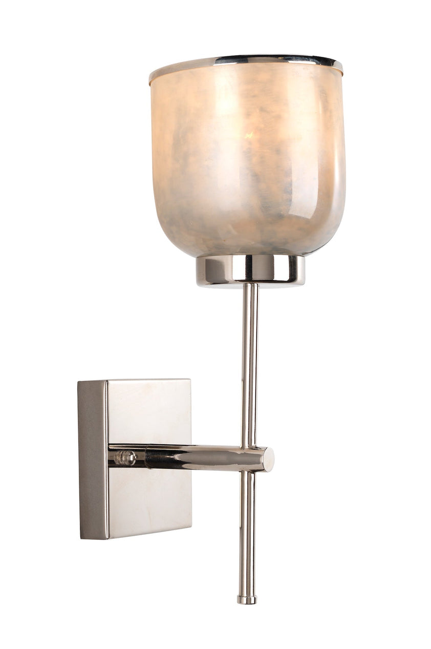 Vapor Single Wall Sconce-Nickel-Opal Blue Metallic Glass