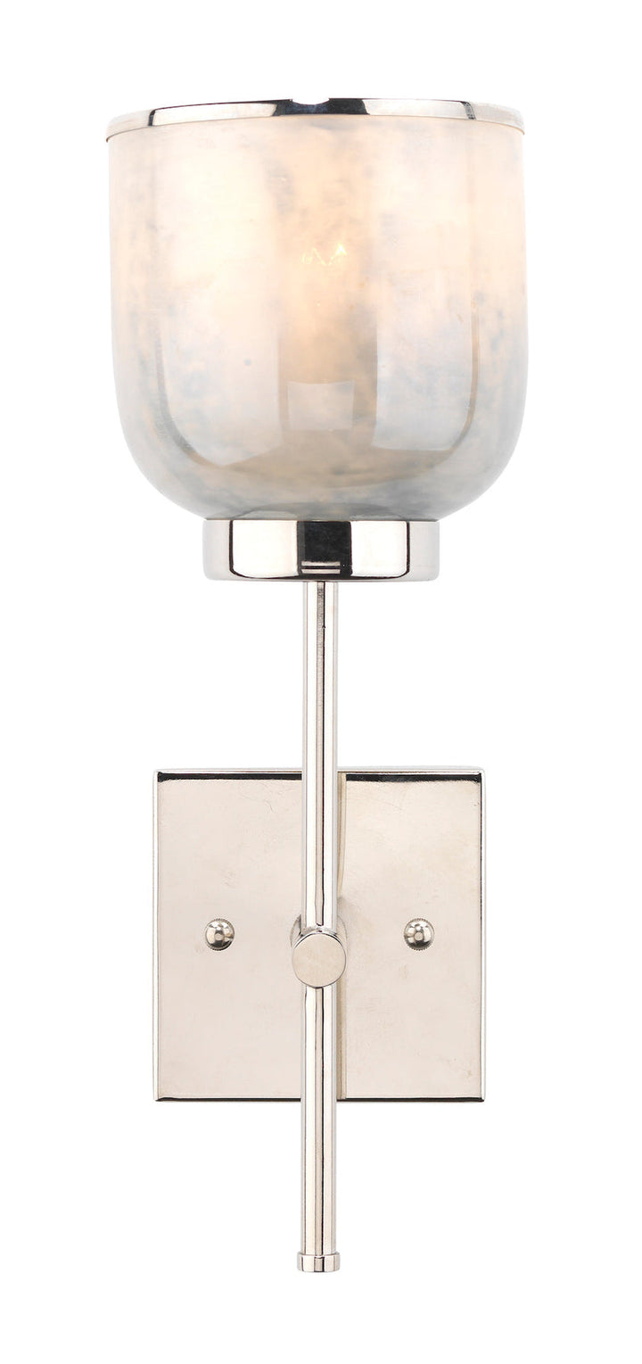 Vapor Single Wall Sconce-Nickel-Opal Blue Metallic Glass