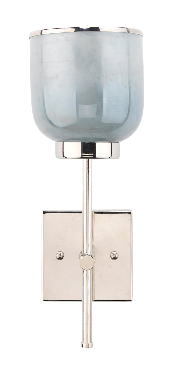 Vapor Single Wall Sconce-Nickel-Opal Blue Metallic Glass