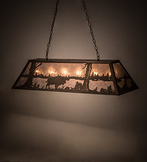 48" Long Buffalo At Lake Oblong Pendant