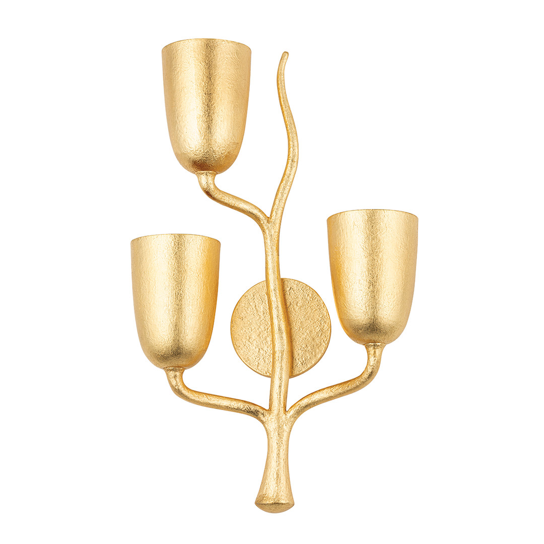 Vine 3 Light Left Wall Sconce - Gold Leaf