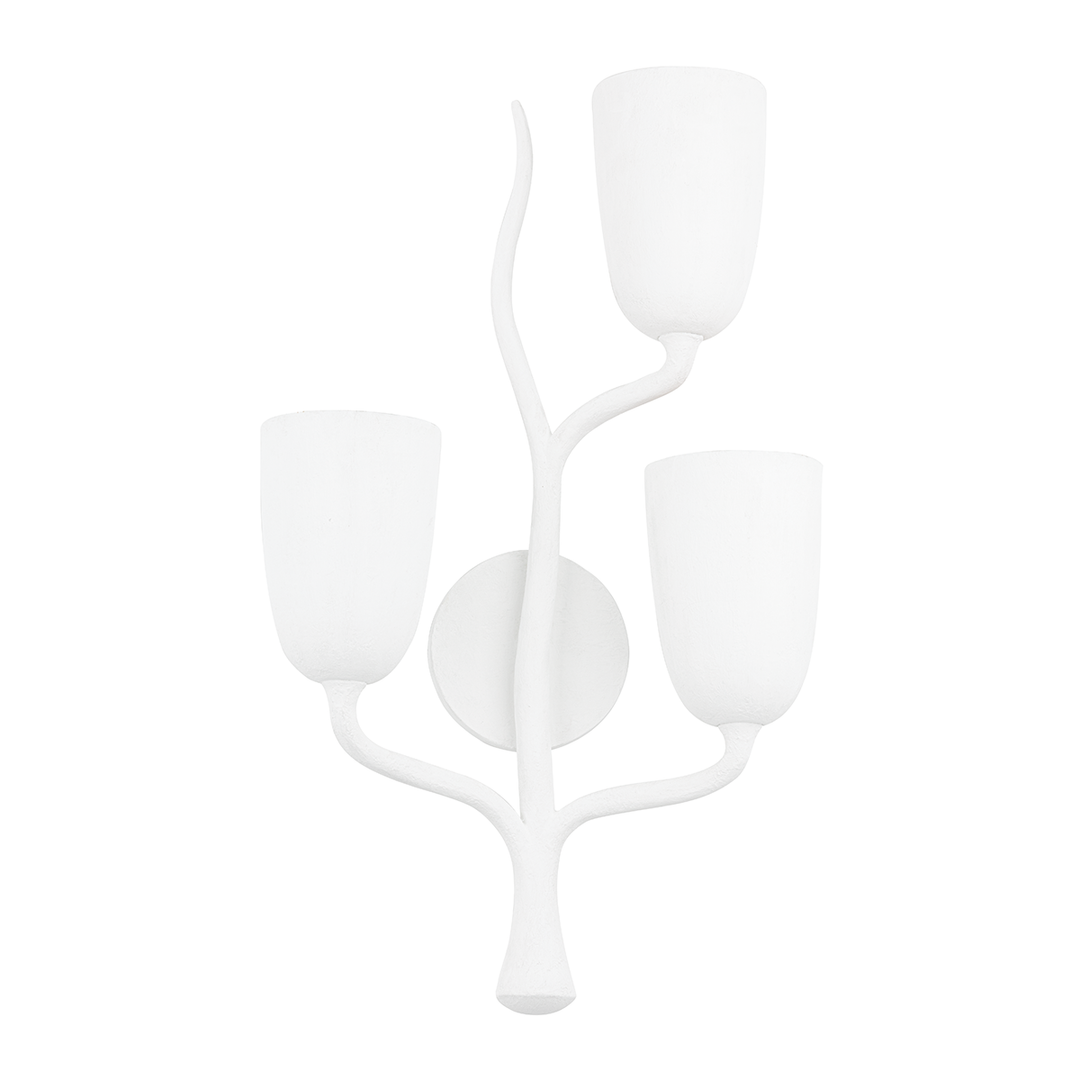 Vine 3 Light Right Wall Sconce - White Plaster