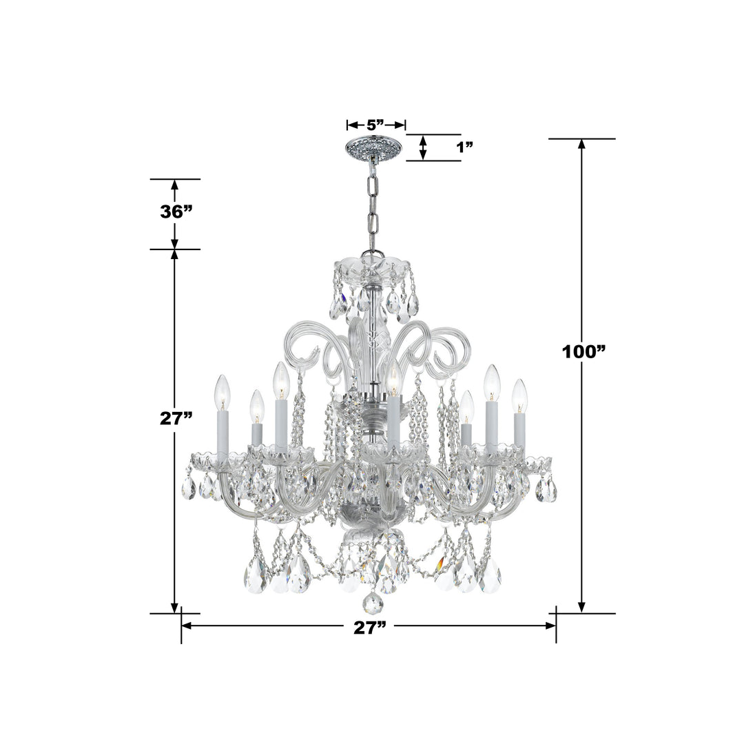 Crystorama Traditional Crystal 8 Light Hand Cut Crystal Polished Brass Chandelier