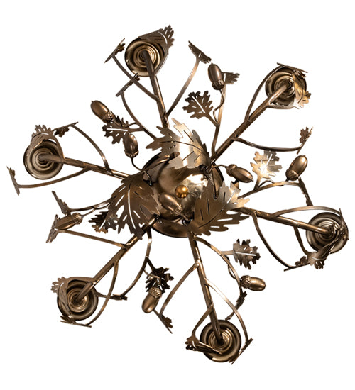 19" Wide Oak Leaf & Acorn 6 Lt Chandelier