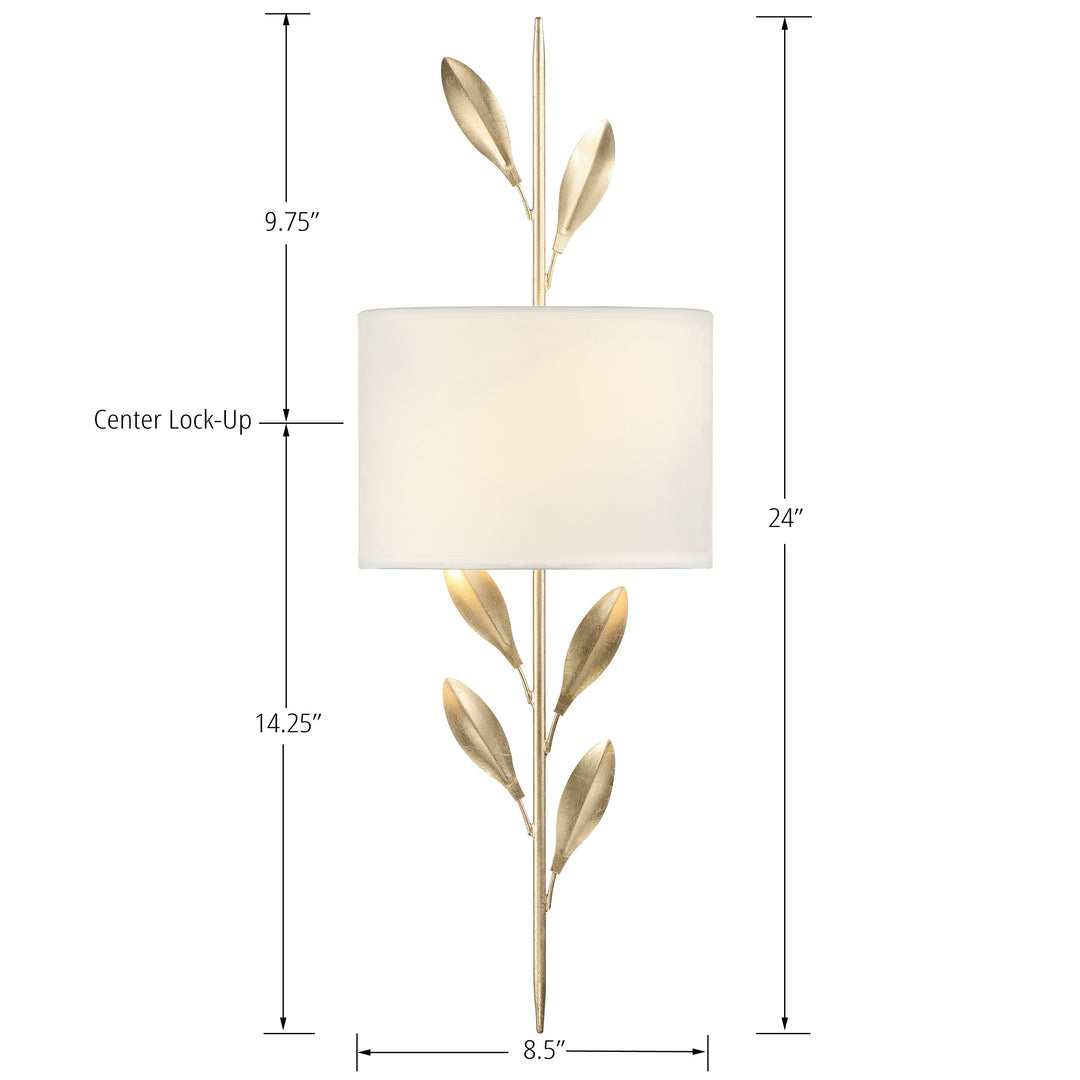 Crystorama Broche 2 Light Antique Gold Sconce