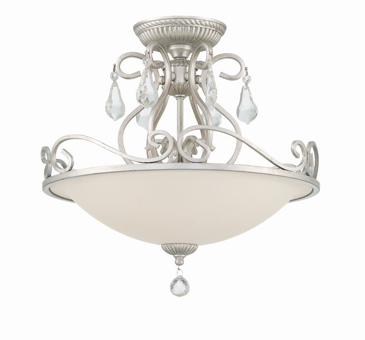 Crystorama Ashton 3 Light Swarovski Strass Crystal Olde Silver Semi Flush Mount