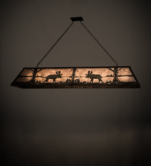 72"L Moose At Lake Oblong Pendant