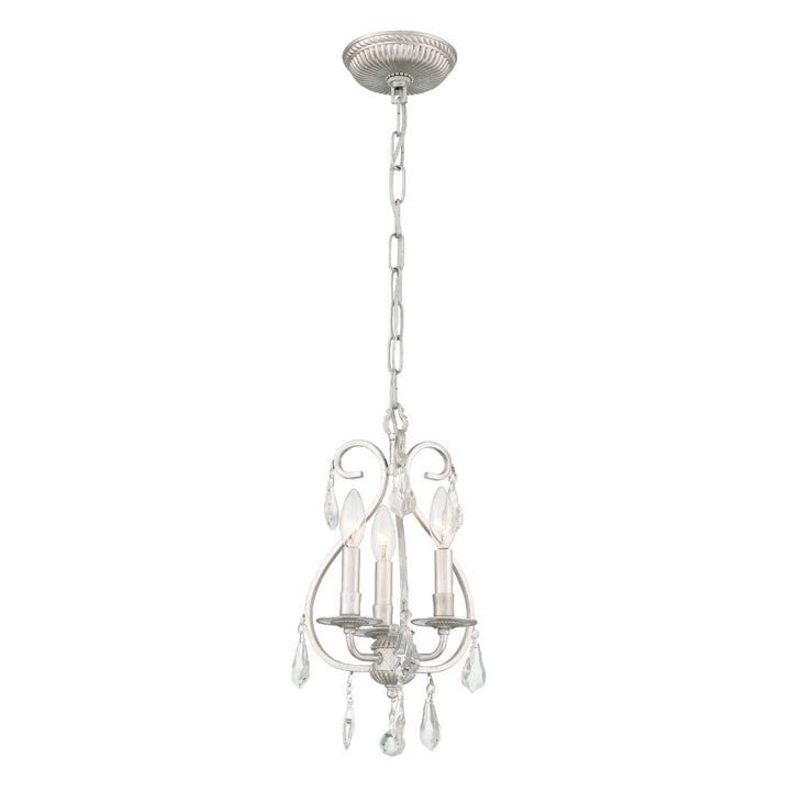 Ashton 3 Light Swarovski Strass Crystal Olde Silver Mini Chandelier