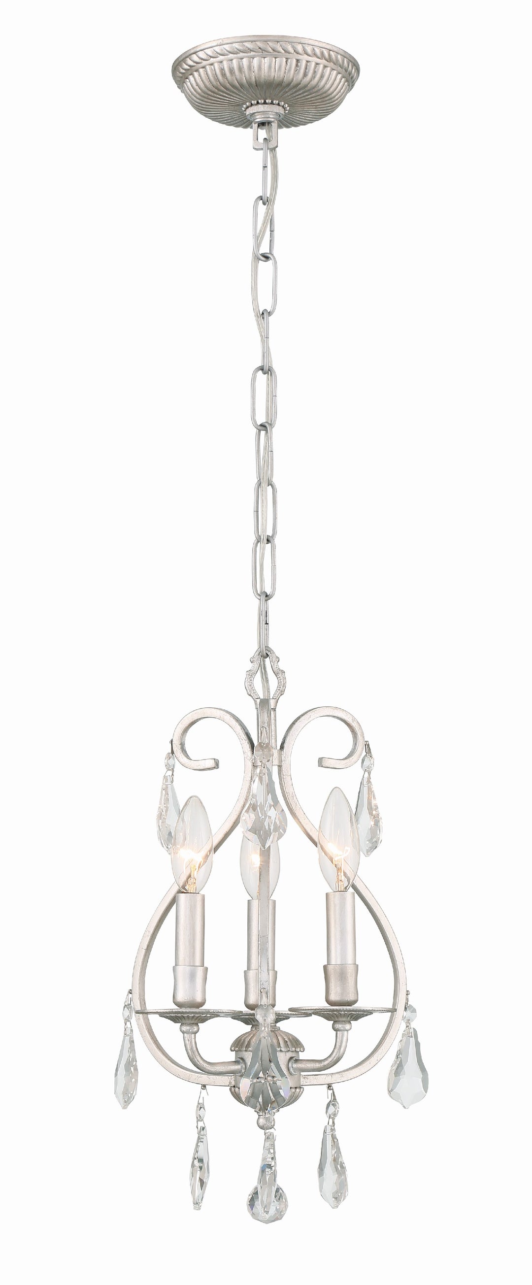 Crystorama Ashton 3 Light Swarovski Strass Crystal Olde Silver Mini Chandelier