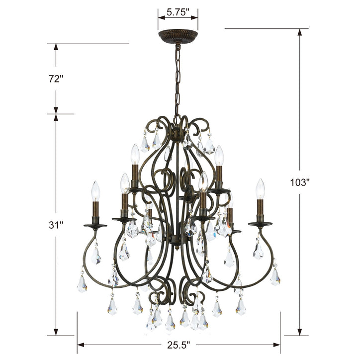 Crystorama Ashton 9 Light Swarovski Strass Crystal English Bronze Chandelier