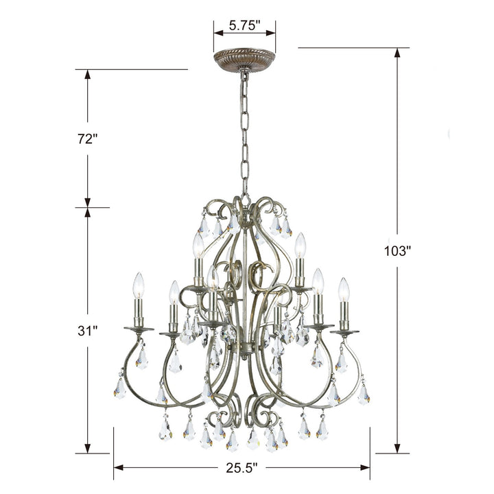 Crystorama Ashton 9 Light Swarovski Strass Crystal English Bronze Chandelier