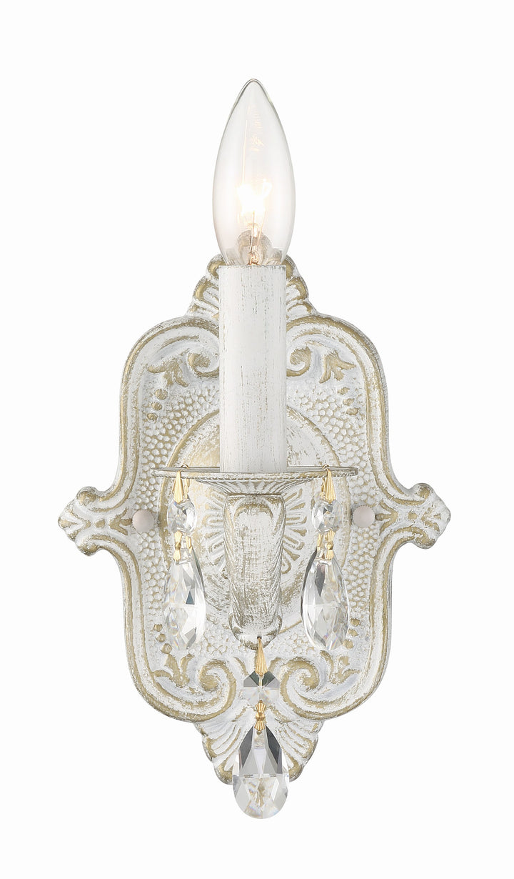 Crystorama Paris Market 1 Light Clear Crystal Antique White Sconce