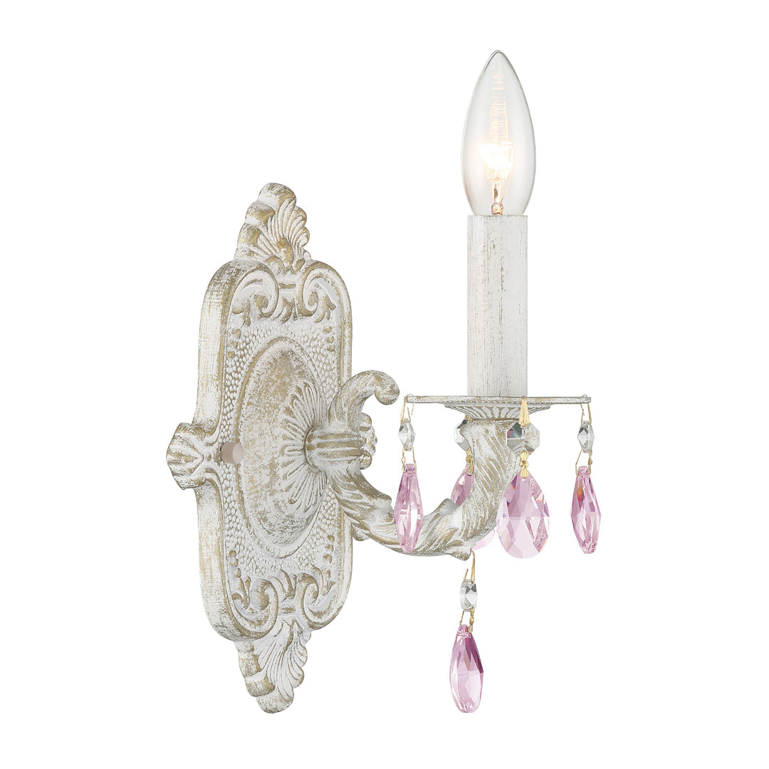 Paris Market 1 Light Clear Crystal Antique White Sconce