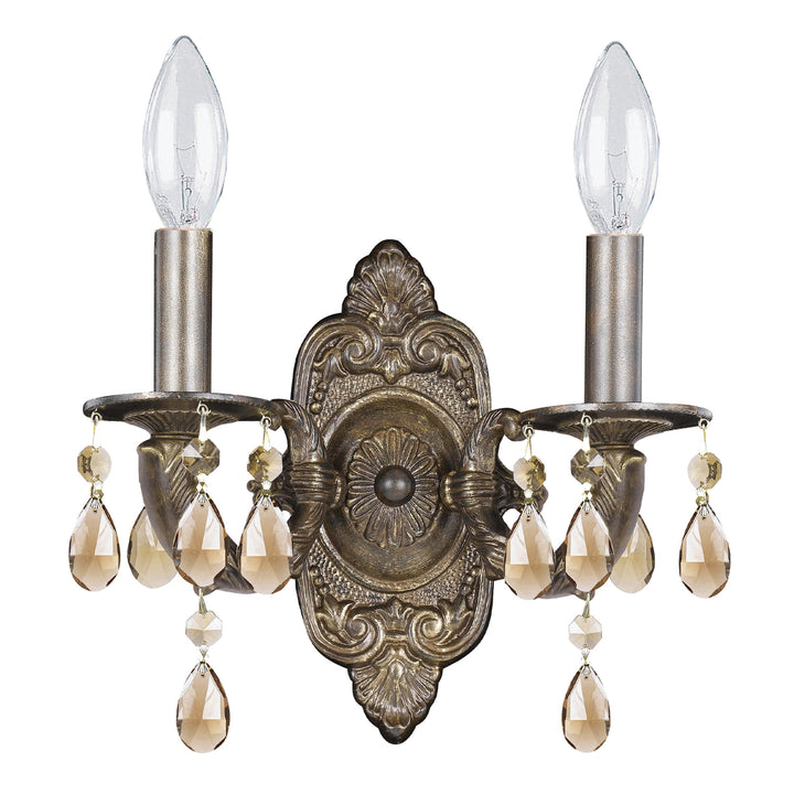 Paris Market 2 Light Swarovski Strass Crystal Antique White Sconce