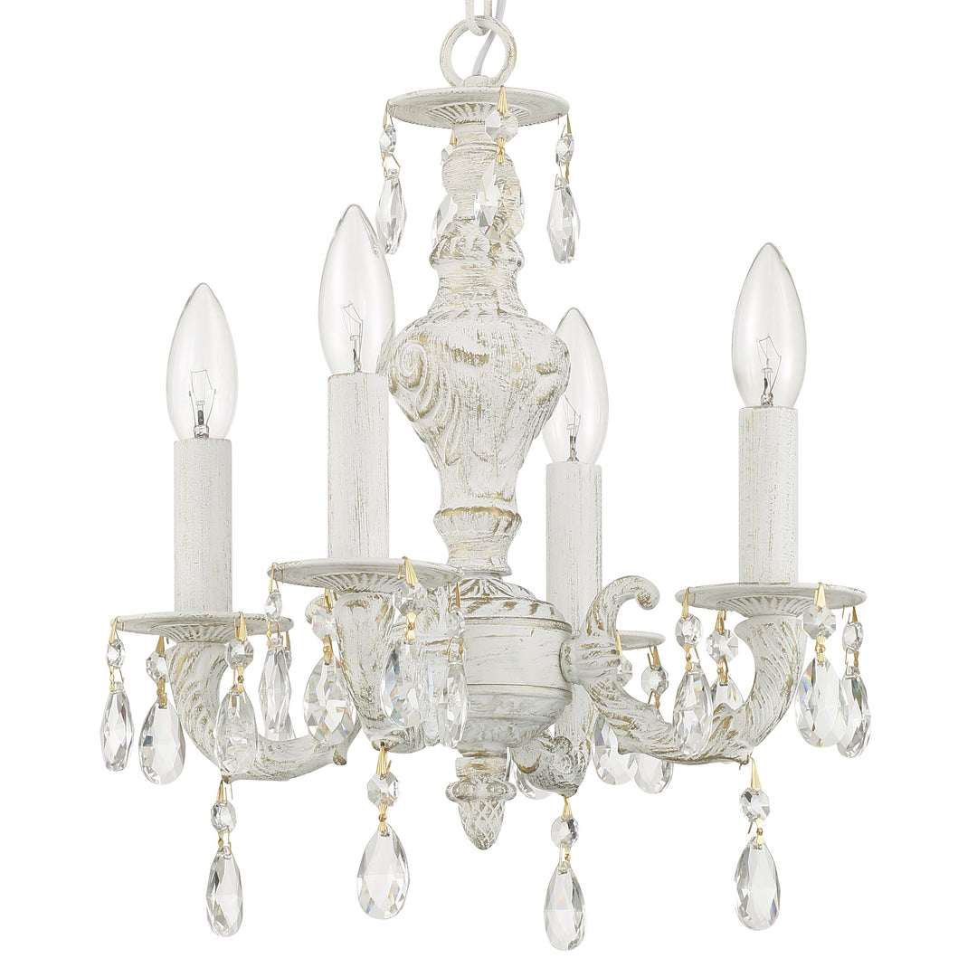 Crystorama Paris Market 4 Light Swarovski Strass Crystal Antique White Mini Chandelier