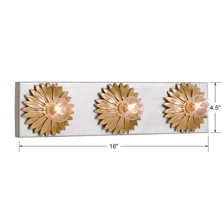 Crystorama Broche 3 Light Antique Gold + Antique Silver Bathroom Vanity