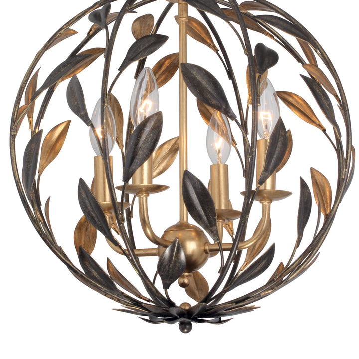 Crystorama Broche 4 Light English Bronze + Antique Gold Sphere Mini Chandelier