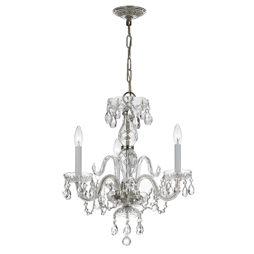 Crystorama Traditional Crystal 3 Light Clear Italian Crystal Polished Brass Mini Chandelier