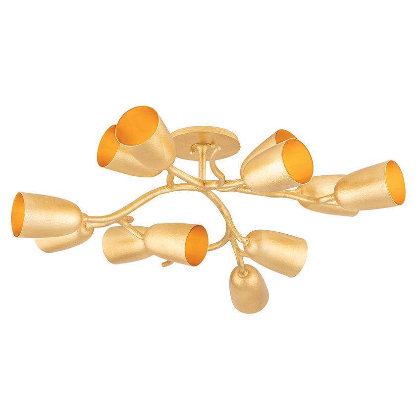 Vine 12 Ligh Semi Flush - Gold Leaf