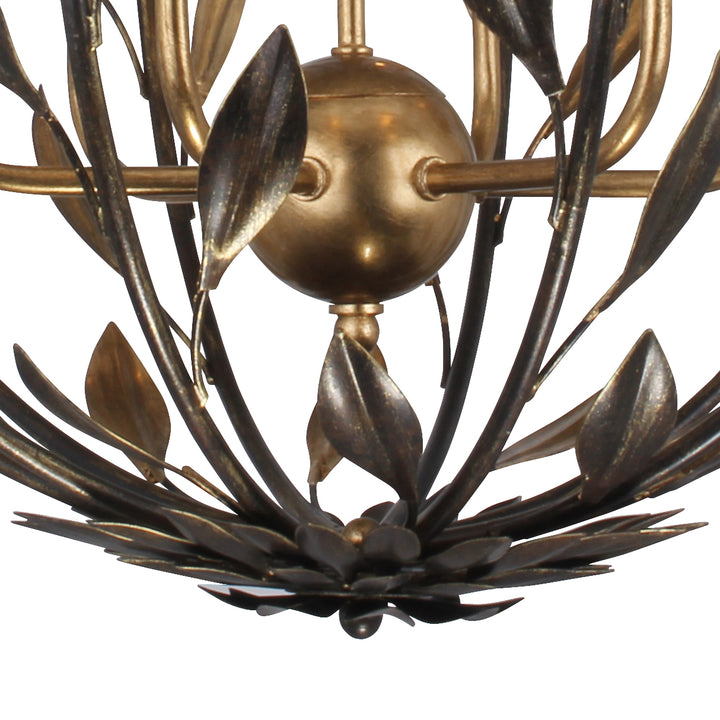 Crystorama Broche 6 Light English Bronze + Antique Gold Sphere Chandelier