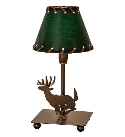 13" High Lone Deer Faux Leather Accent Lamp