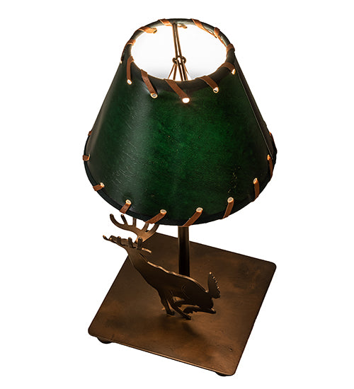 13" High Lone Deer Faux Leather Accent Lamp