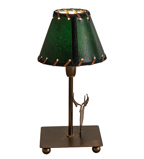 13" High Lone Deer Faux Leather Accent Lamp