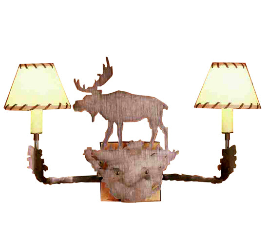 20"W Moose 2 Lt Rawhide Wall Sconce