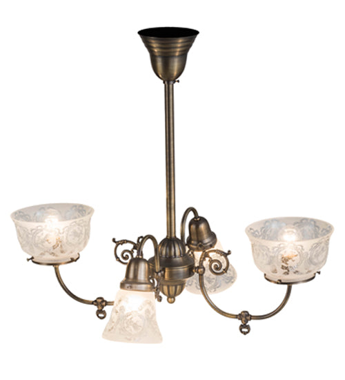 28" Long Revival Gas & Electric 4 Light Oblong Chandelier