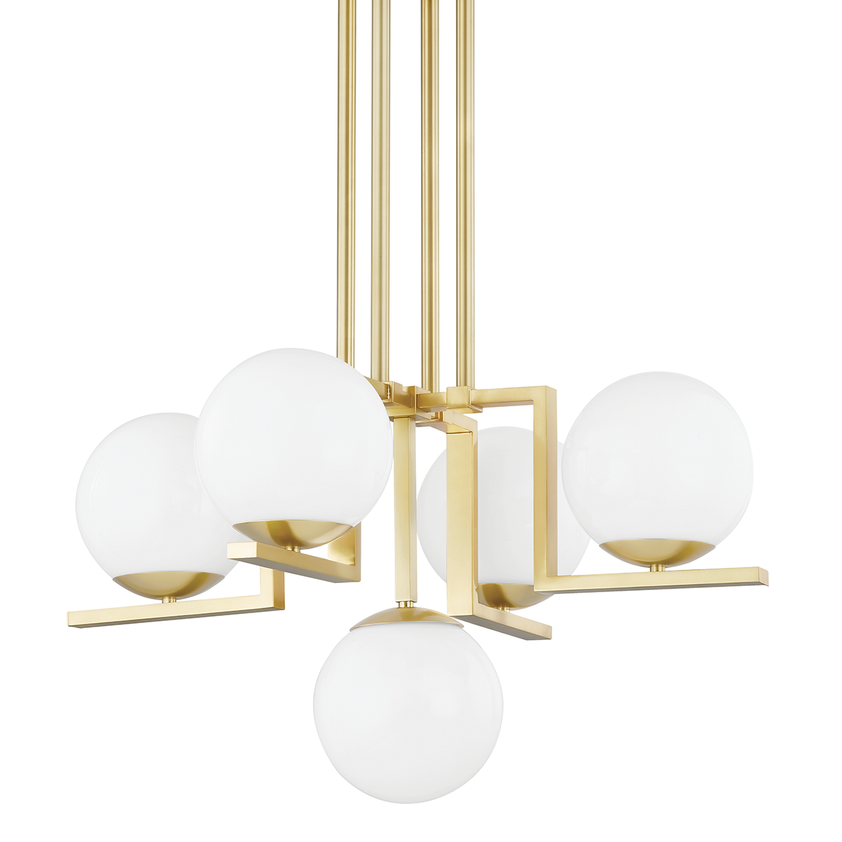 Tanner 5 Light Chandelier - Aged Brass