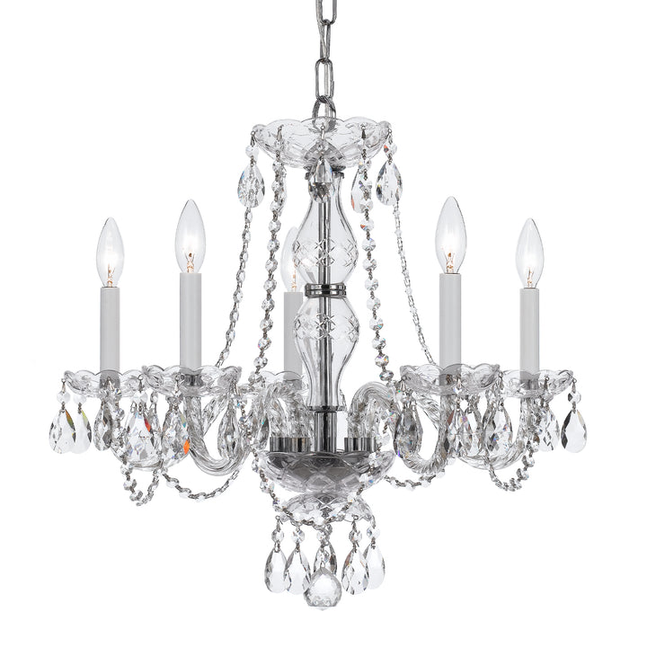 Crystorama Traditional Crystal 5 Light Swarovski Strass Crystal Polished Brass Chandelier