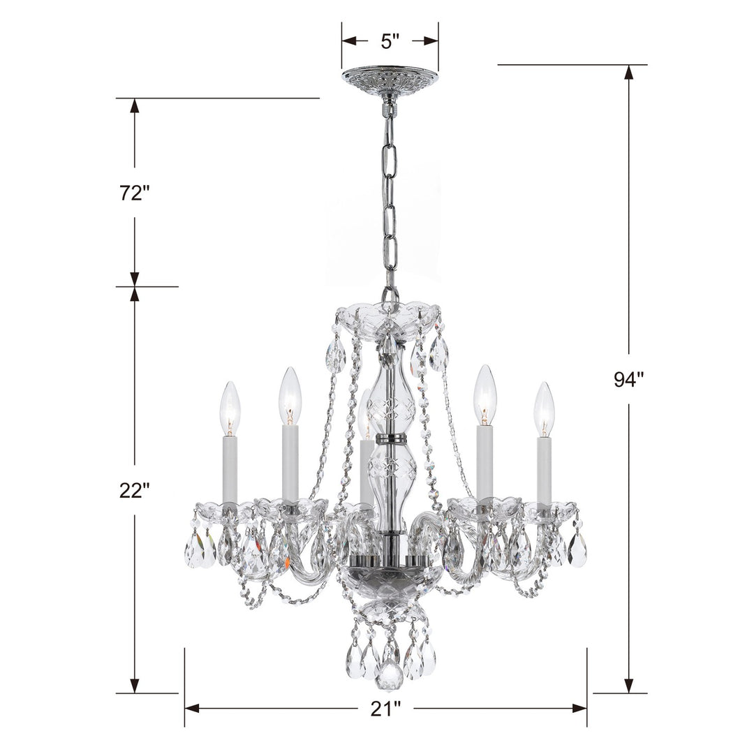 Crystorama Traditional Crystal 5 Light Swarovski Strass Crystal Polished Brass Chandelier