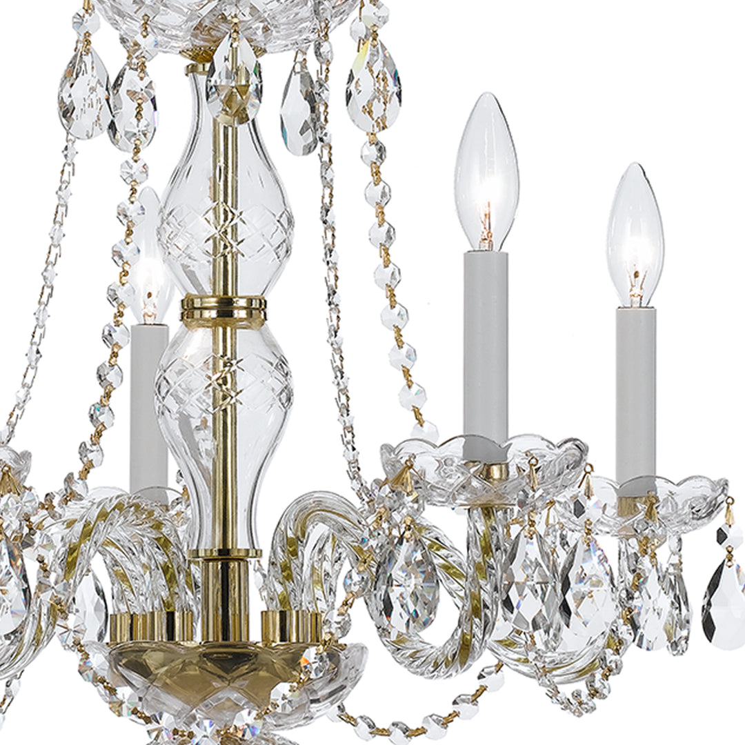 Crystorama Traditional Crystal 5 Light Swarovski Strass Crystal Polished Brass Chandelier