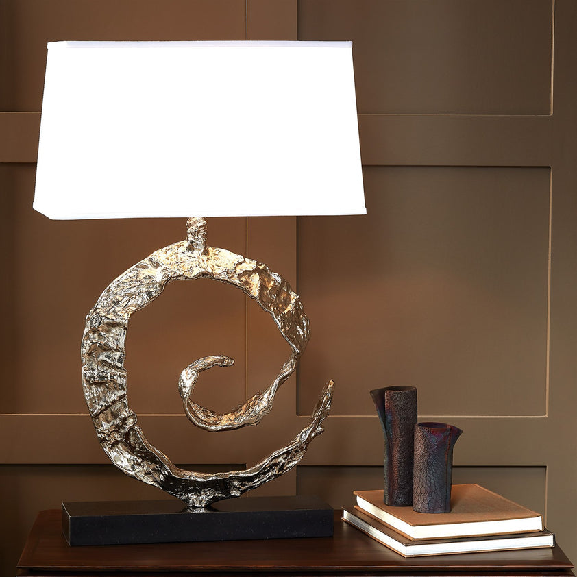 Swirl Lamp, Nickel With Black Granite