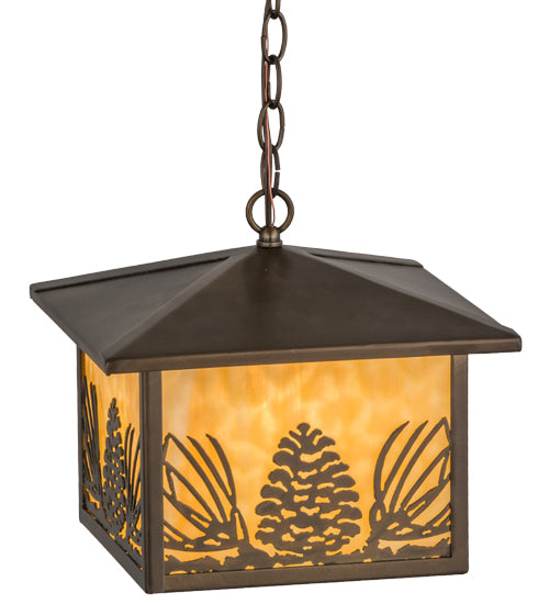 12" Square Mountain Pine Lantern Pendant