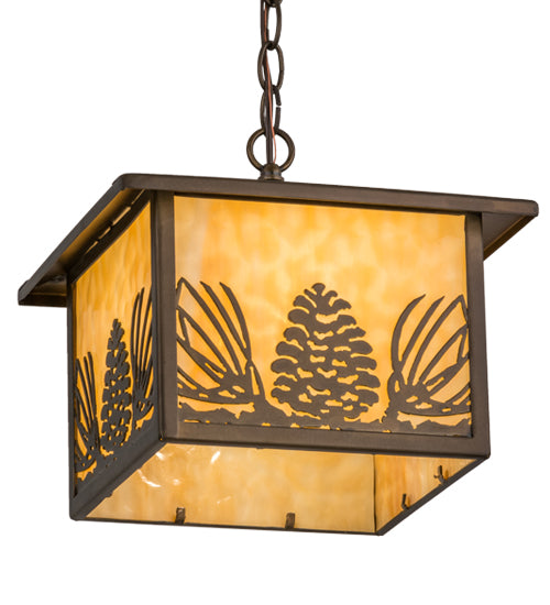 12" Square Mountain Pine Lantern Pendant