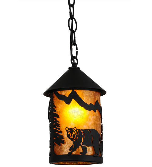 6" Wide Lone Bear Northwoods Mini Pendant