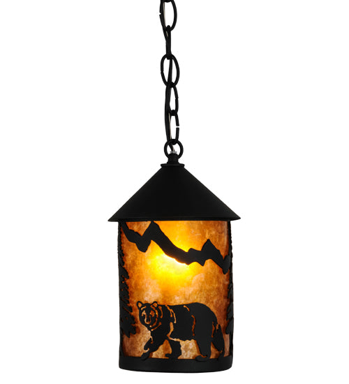 6" Wide Lone Bear Northwoods Mini Pendant