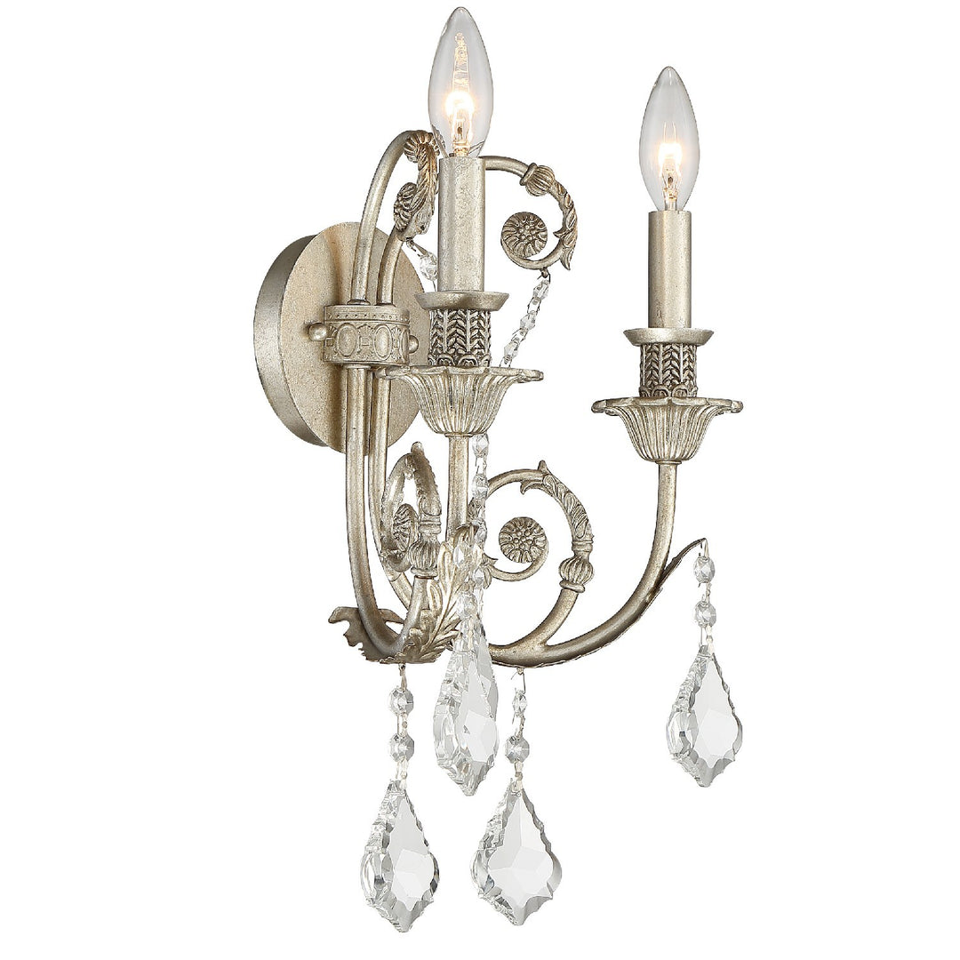 Crystorama Regis 2 Light Swarovski Strass Crystal Olde Silver Sconce