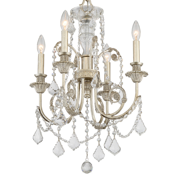 Crystorama Regis 4 Light Spectra Crystal Olde Silver Chandelier