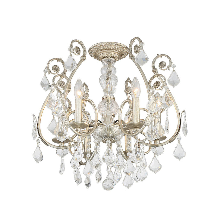 Regis 6 Light Swarovski Strass Crystal Olde Silver Chandelier