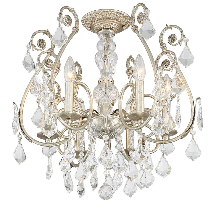 Crystorama Regis 6 Light Swarovski Strass Crystal Olde Silver Chandelier