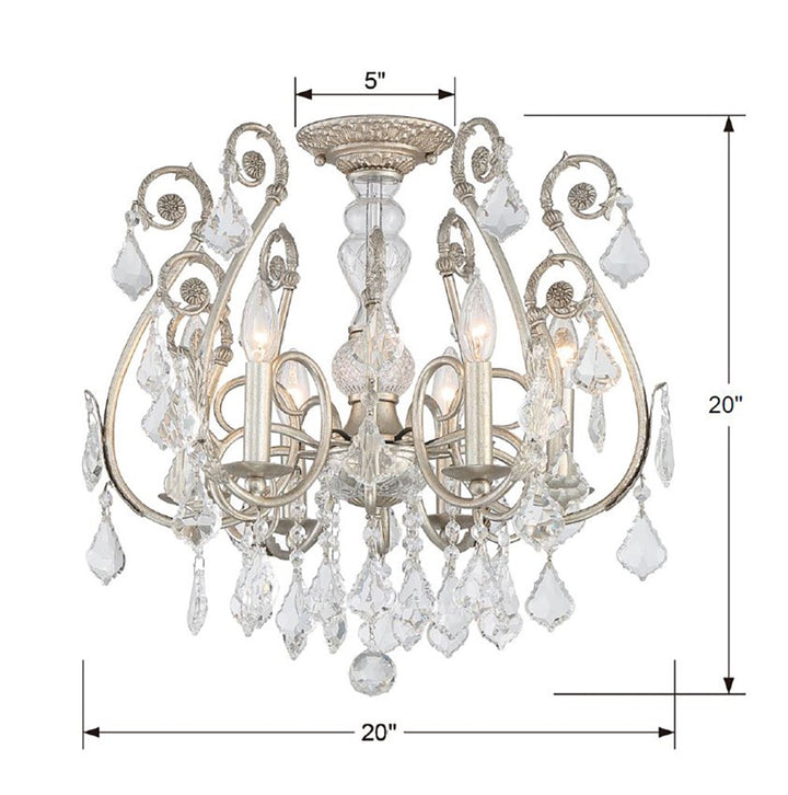 Crystorama Regis 6 Light Swarovski Strass Crystal Olde Silver Chandelier