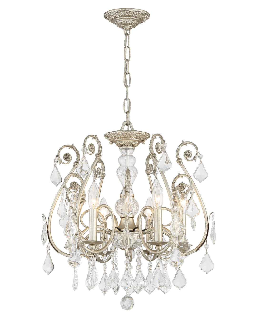 Crystorama Regis 6 Light Swarovski Strass Crystal Olde Silver Chandelier