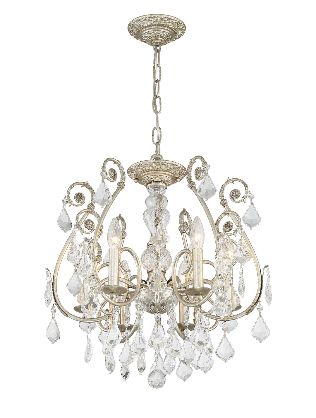 Crystorama Regis 6 Light Swarovski Strass Crystal Olde Silver Chandelier