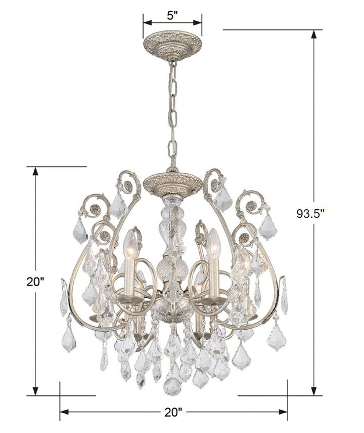 Crystorama Regis 6 Light Swarovski Strass Crystal Olde Silver Chandelier